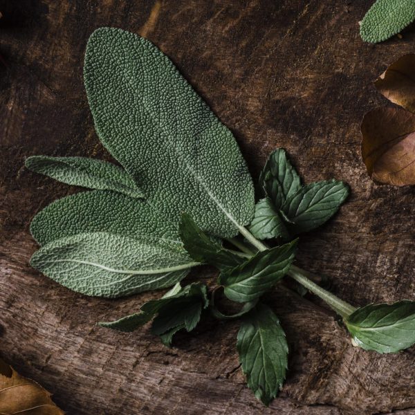 top-view-leaves-cutting-board